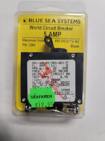 A-Series Black Toggle Circuit Breaker - Single Pole 5A