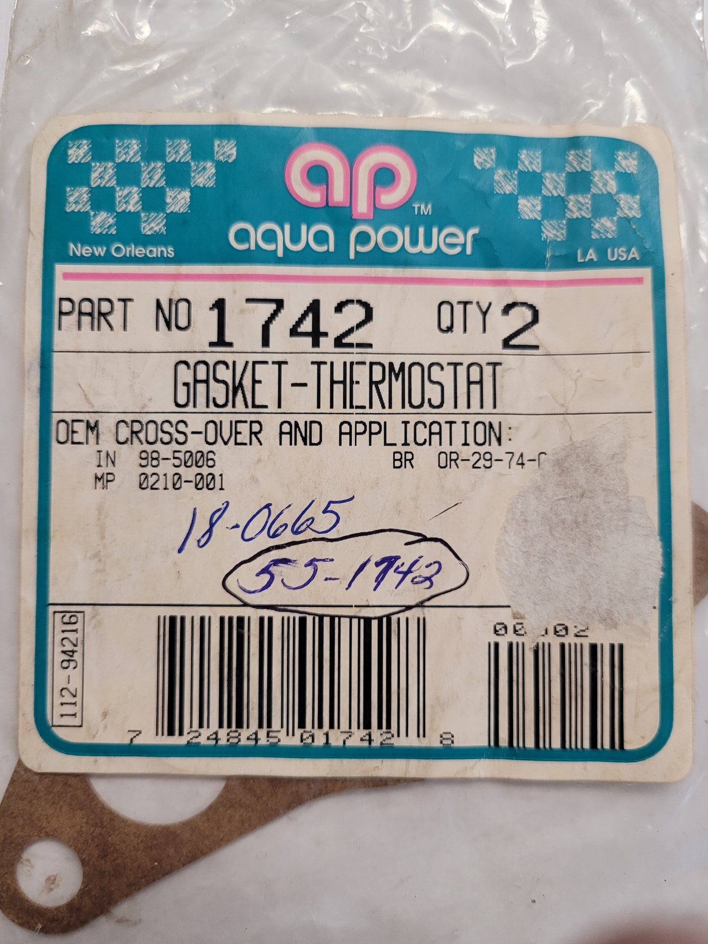 Thermostat Gasket, Aqua Power 1742