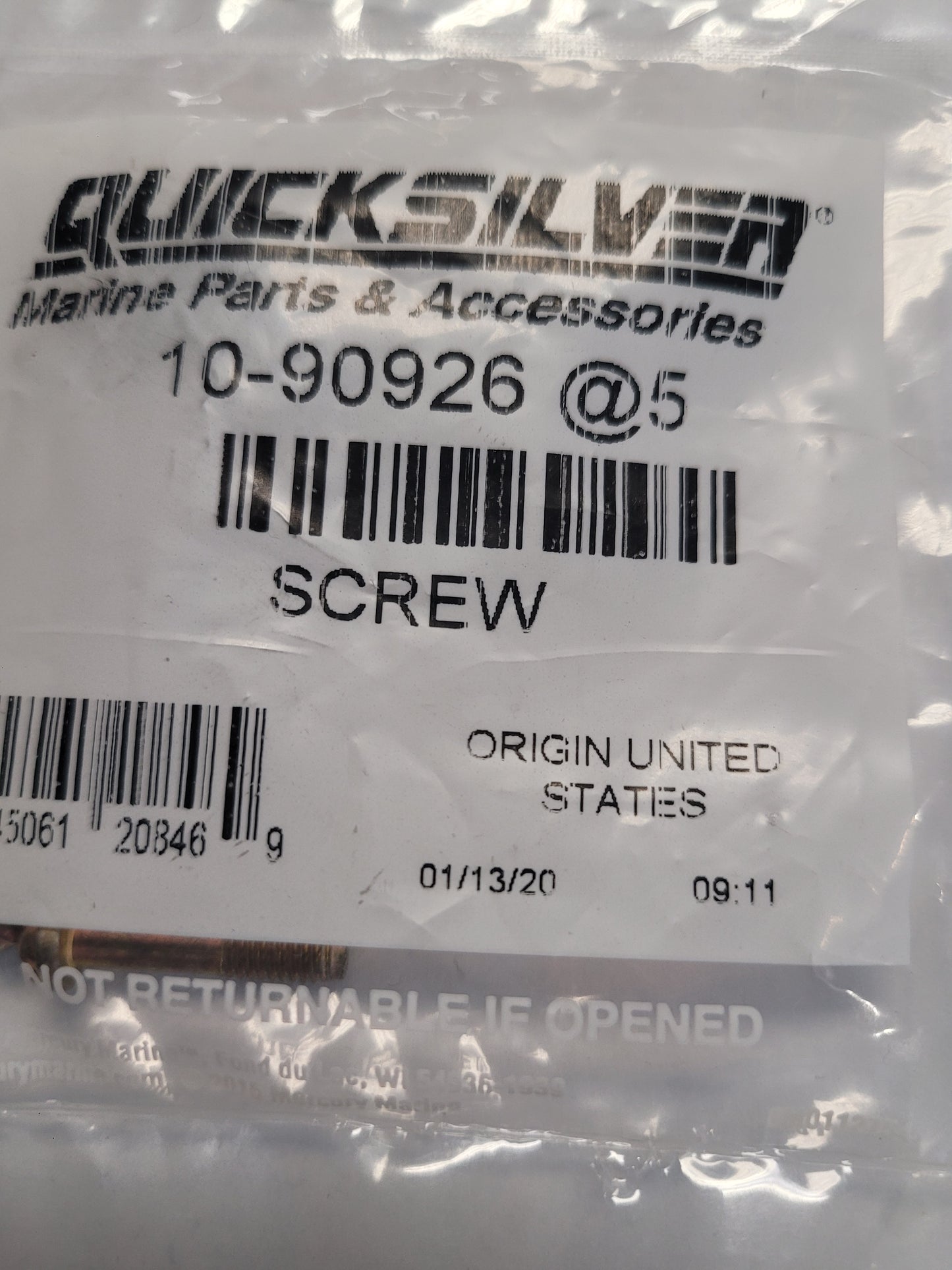 SCREW, HEI DIST. CAP, Quicksilver 90926 (Sold Each)