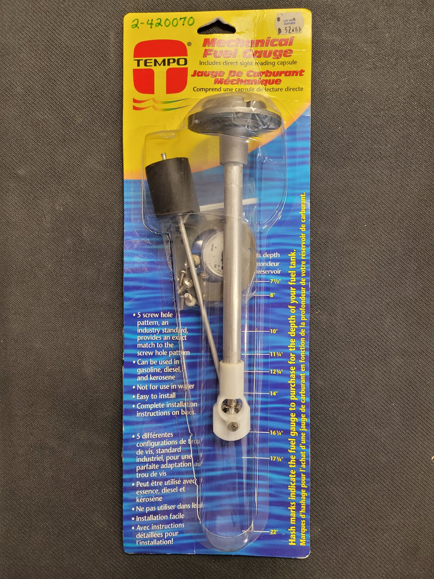 Mech Fuel Gauge 16 1/4", Tempo 420070