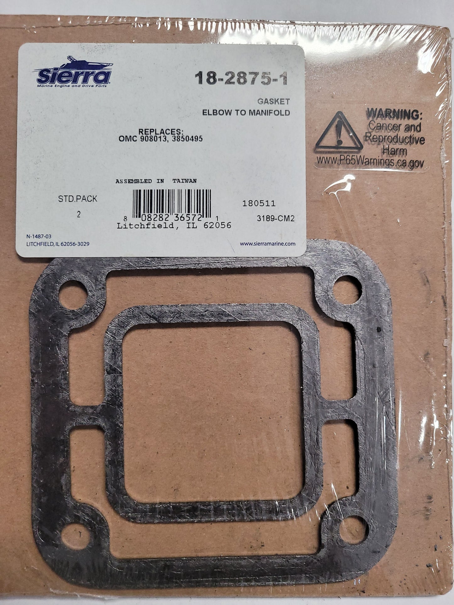 Riser gasket, Sierra 18-2875-1