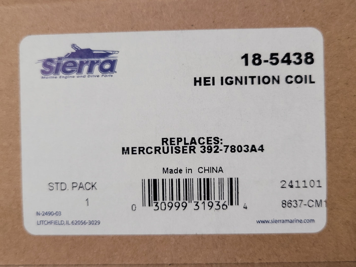 Ignition Coil, HEI, Sierra 18-5438