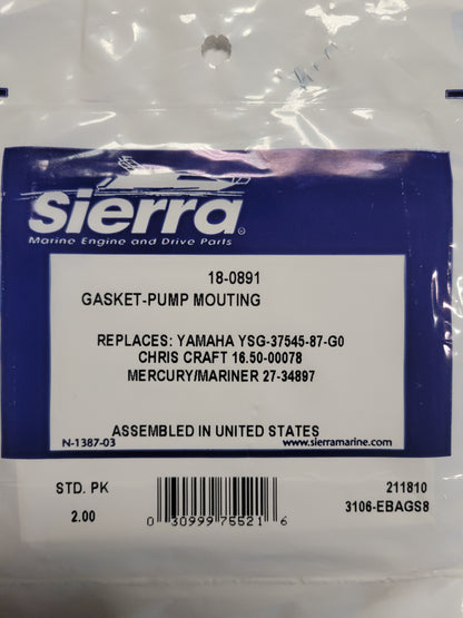 Gasket, Water Pump GM 4.3L-5.7L, Sierra 18-0891 2Pk