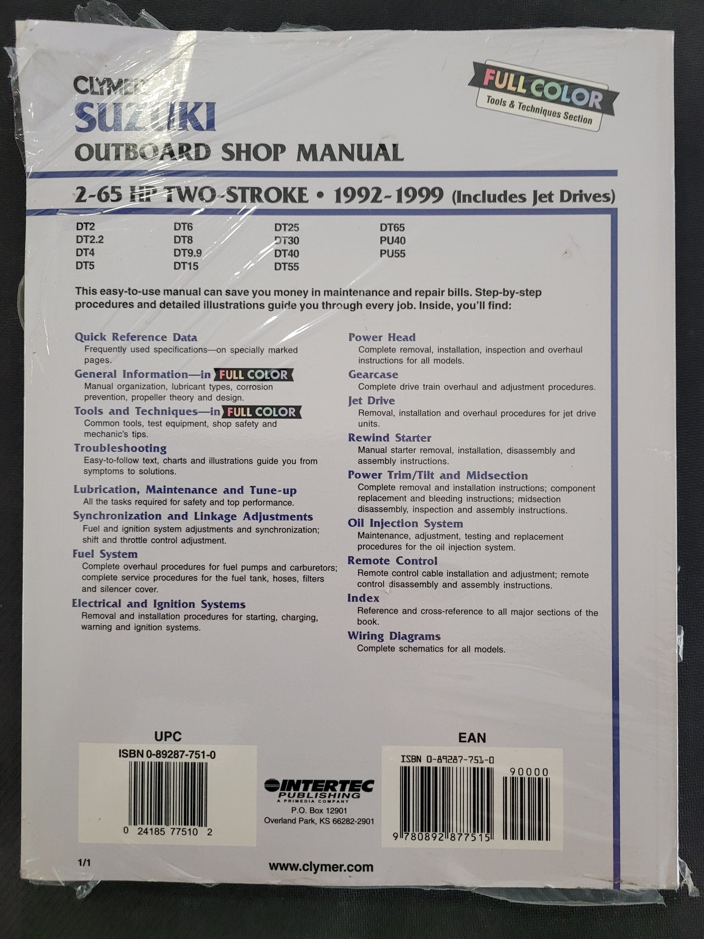 Repair Manual, Clymer, Suzuki 2-65 Hp. Two Stroke, 1992-1999