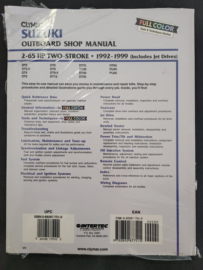 Repair Manual, Clymer, Suzuki 2-65 Hp. Two Stroke, 1992-1999