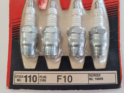 Champion F10 Nickel Spark Plug, Vintage Pkg. (NLA) (NOS) 8 plugs in package.