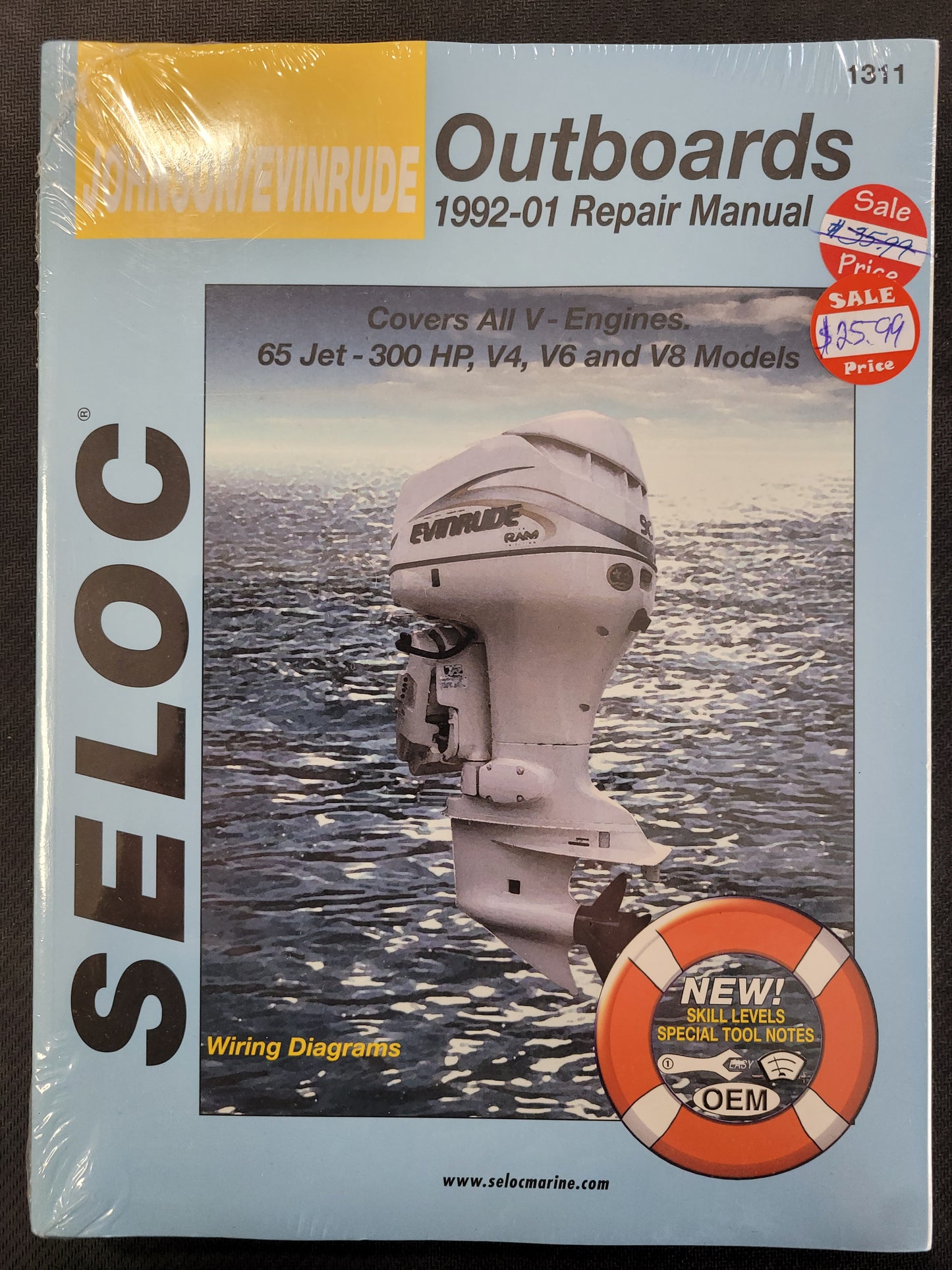 Selock 1311, Repair Manual Johnson/Evinrude, 92-01 V4 V6 V8 Jet, 65 Jet-300HP
