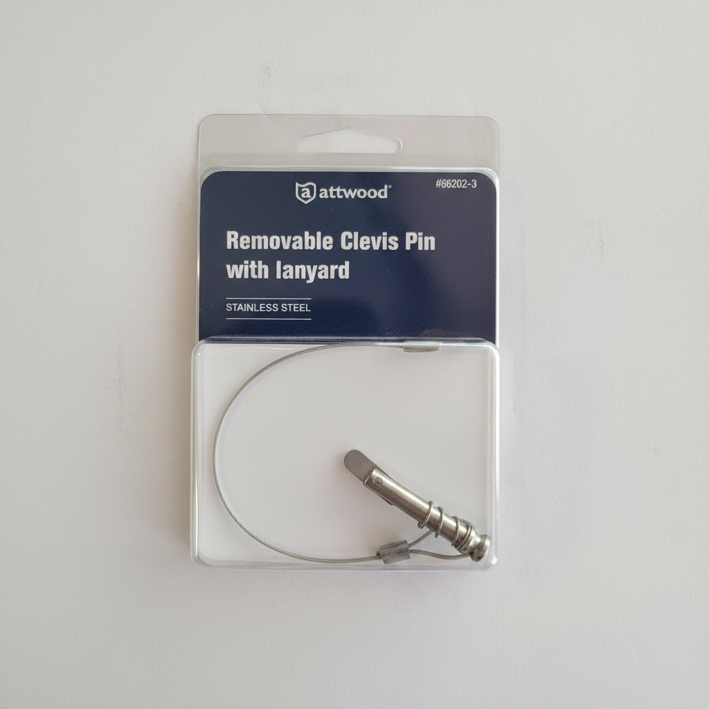 Attwood 662023 Tethered 1/4" Spring-Loaded Clevis Pin, Stainless Steel