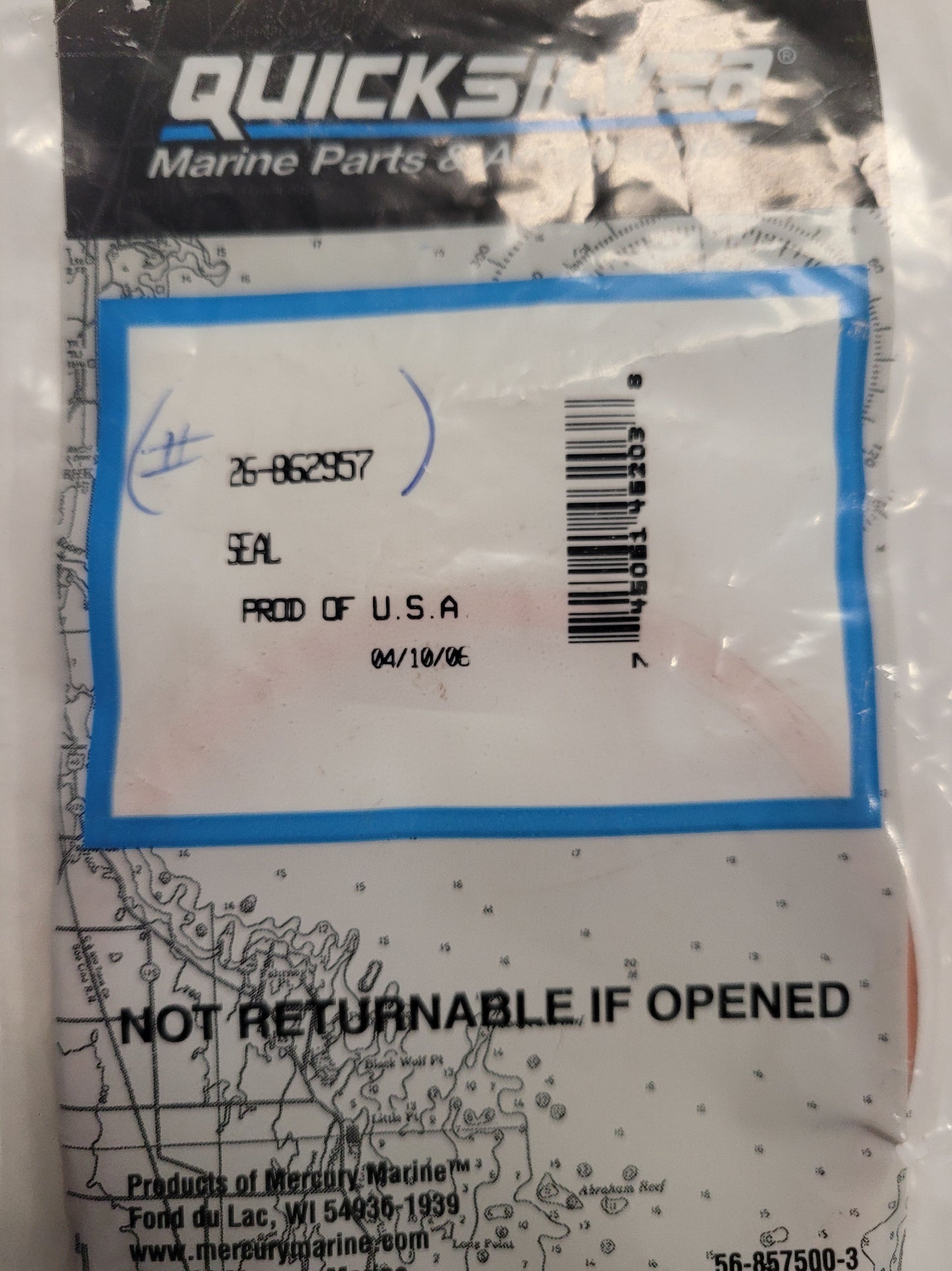 Seal, Remote Oil Filter, Quicksilver 862957