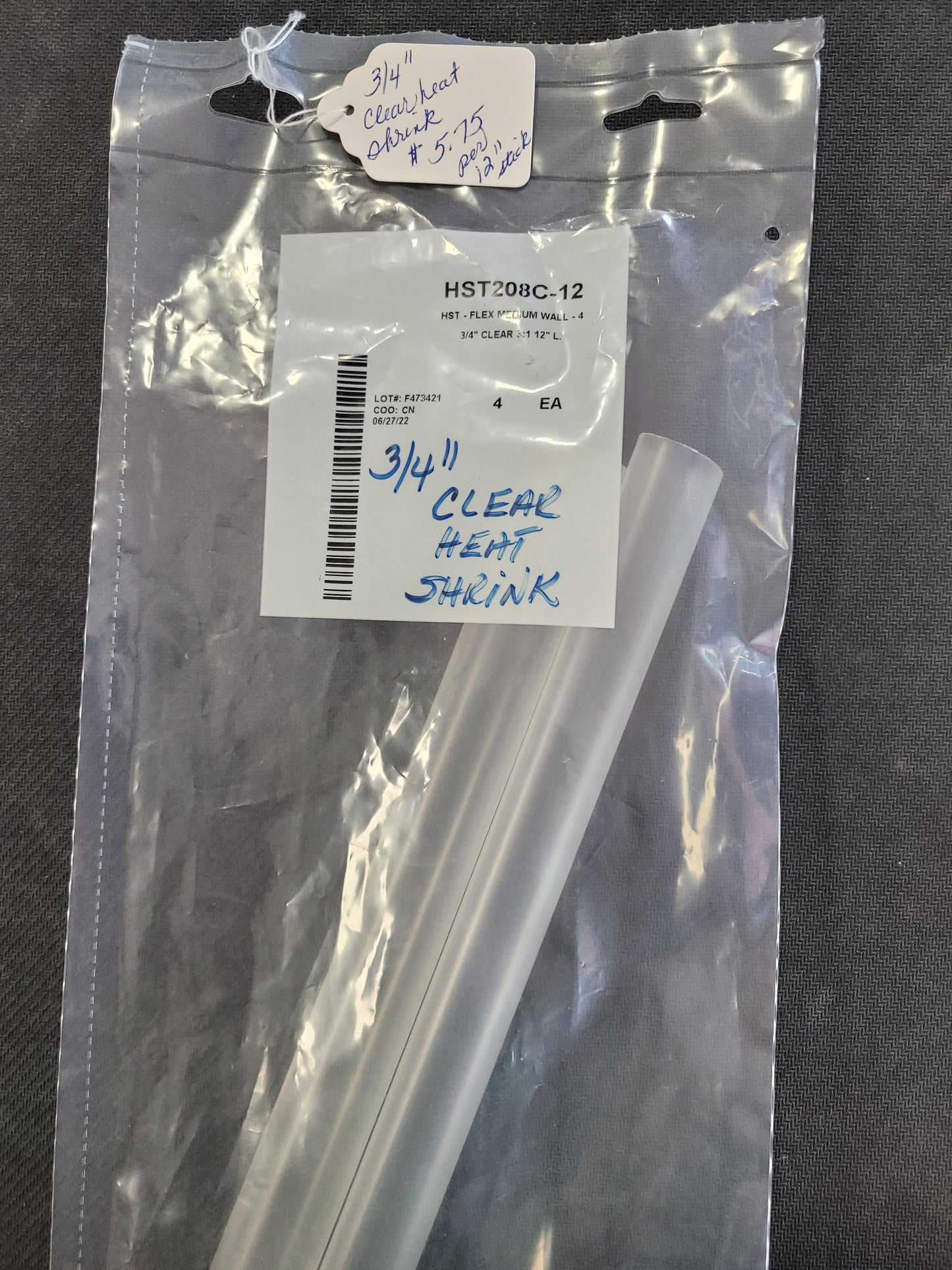 HST-FLEX DUAL-WALL 3/4 X 12IN / CLEAR HEAT SHRINK TUBING