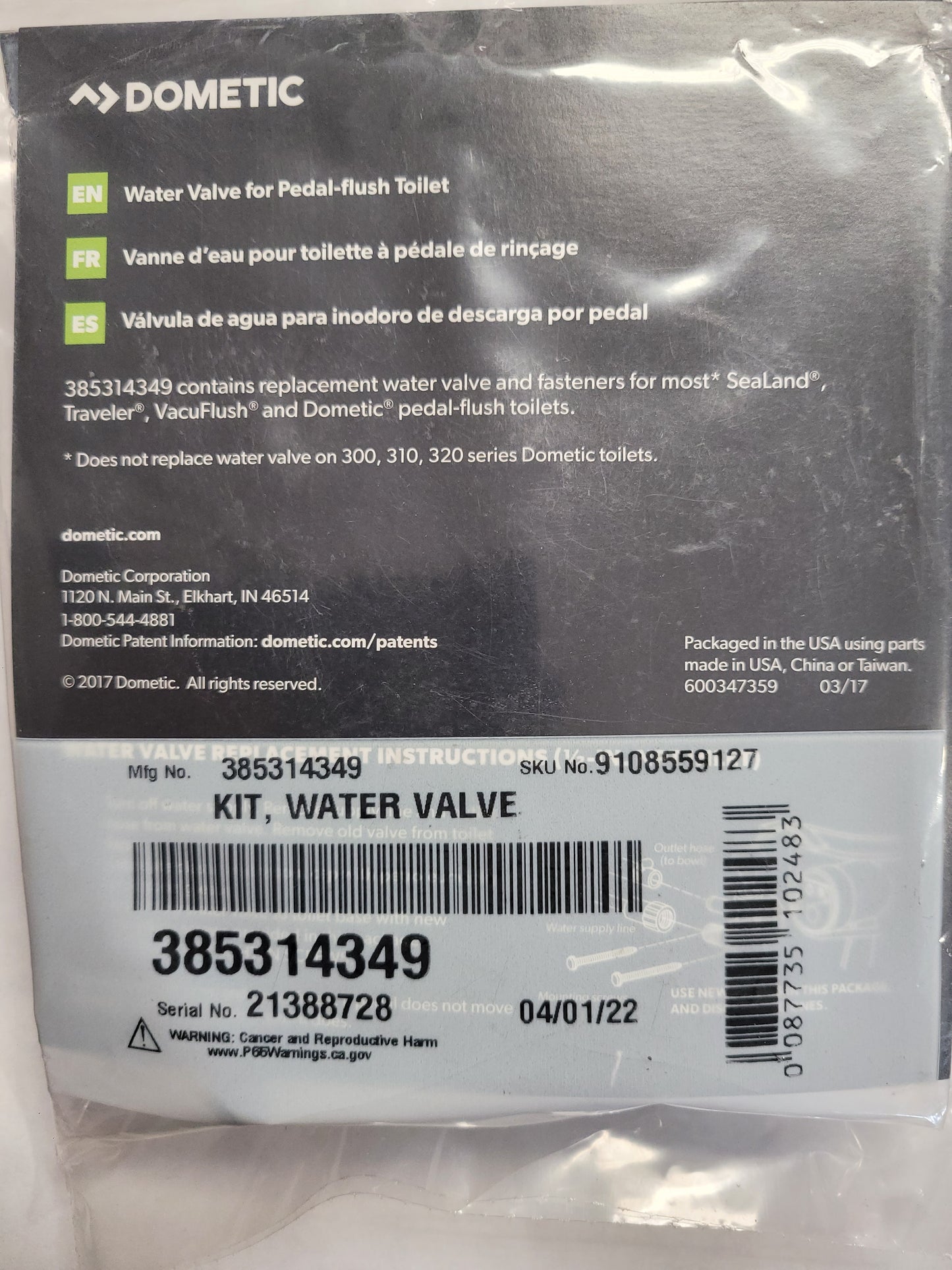 Dometic/Sealand | Water Valve | 385314349