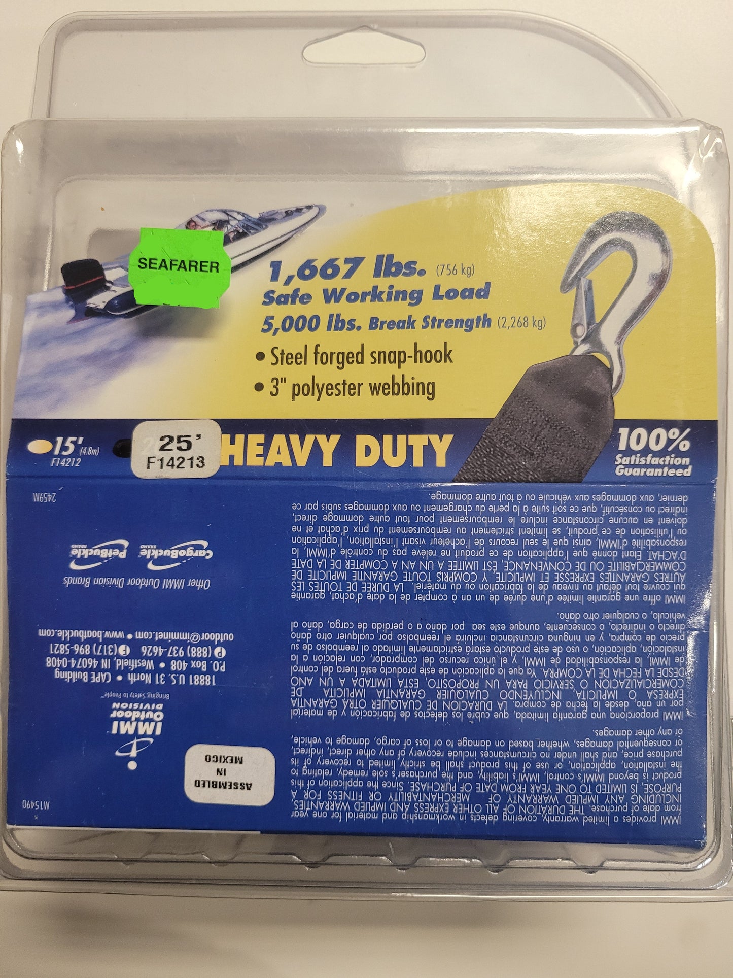BoatBuckle Winch Strap w/ Loop End, 3"x25', Black.