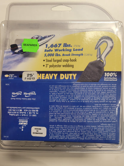 BoatBuckle Winch Strap w/ Loop End, 3"x25', Black.