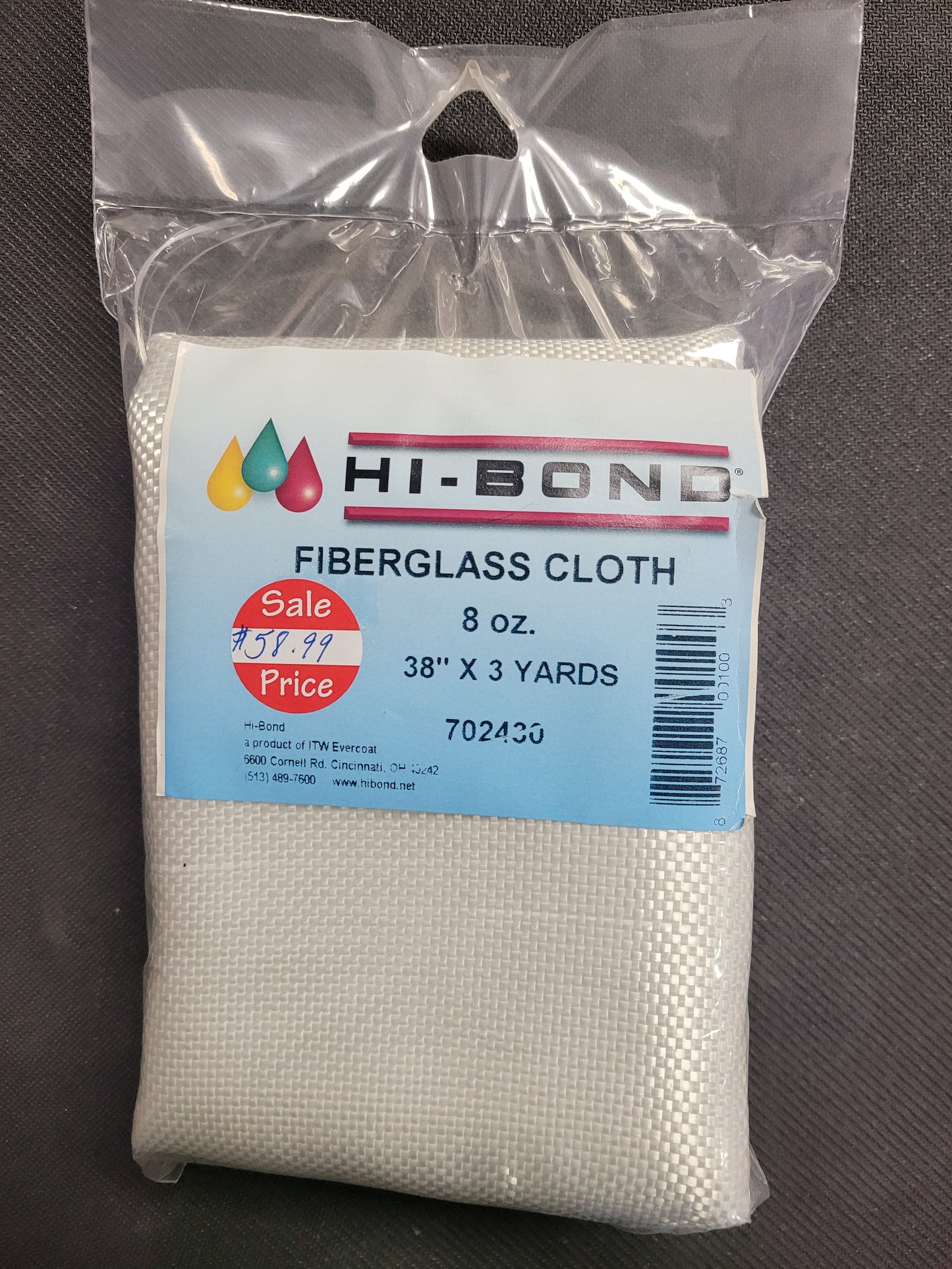 Fiberglass cloth 38"x3yd