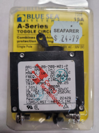 A-Series Black Toggle Circuit Breaker - Single Pole 15A