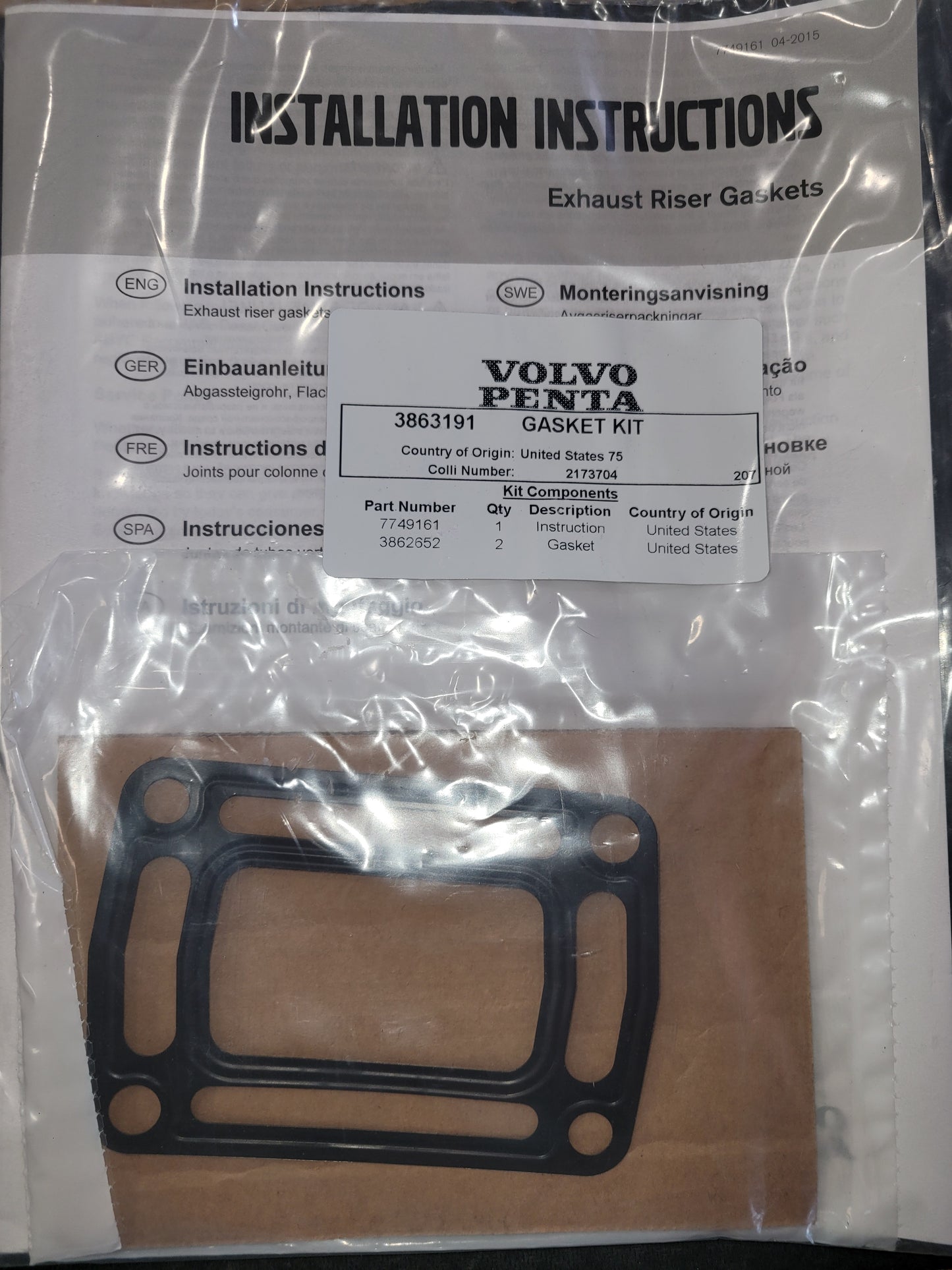 Volvo Riser gasket kit OEM