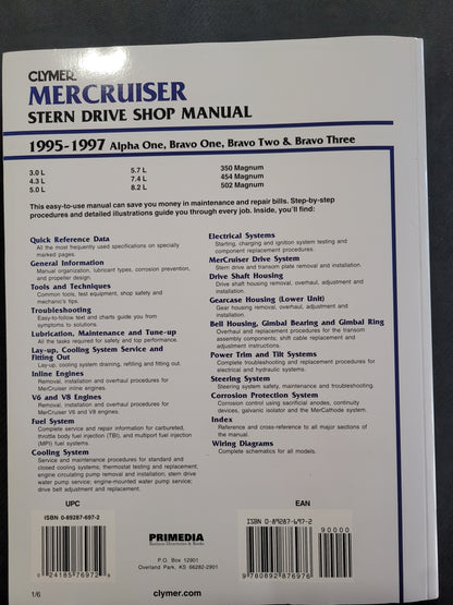 Repair Manual, Clymer B744, Mercruiser Stern Drive, 1995-1997
