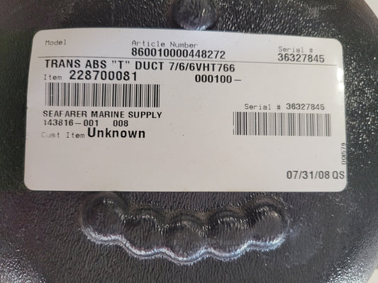 Trans ABS "T" Duct 7/6/6 Marine Air 228700081