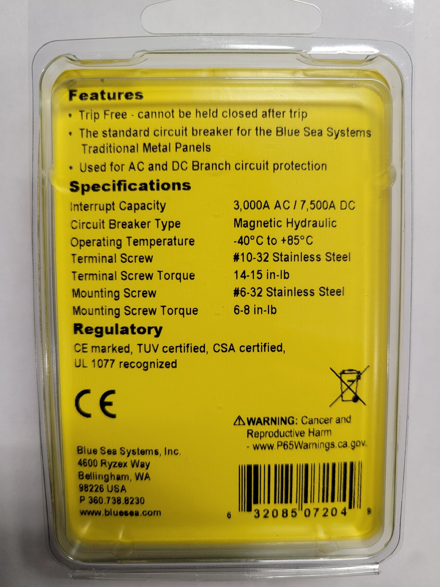 A-Series Black Toggle Circuit Breaker - Single Pole 10A