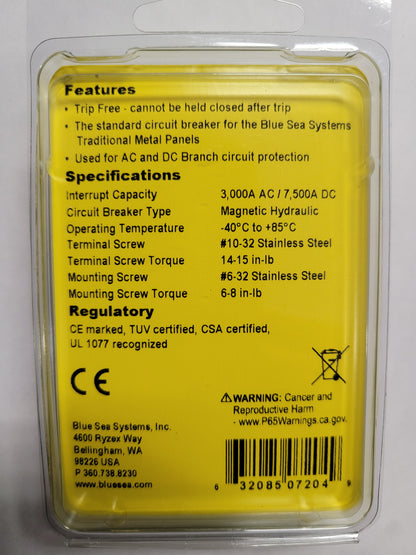 A-Series Black Toggle Circuit Breaker - Single Pole 10A