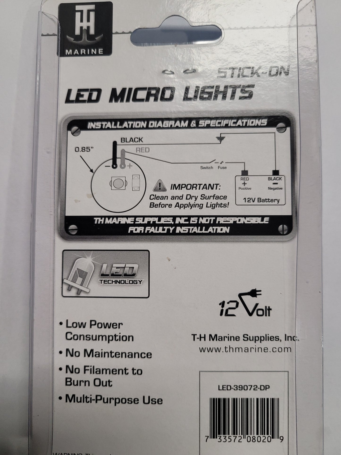 LED Mini stick on light (White) Discontinued, Closeout.