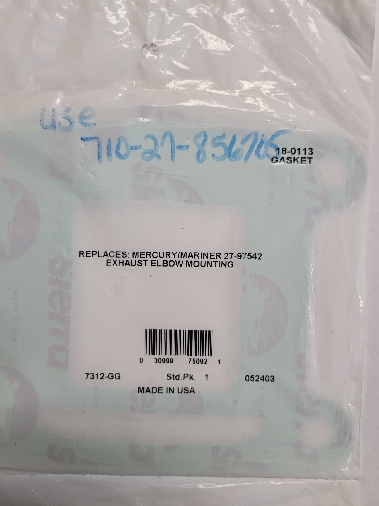 Gasket, Exh. Elbow, Sierra 18-0113