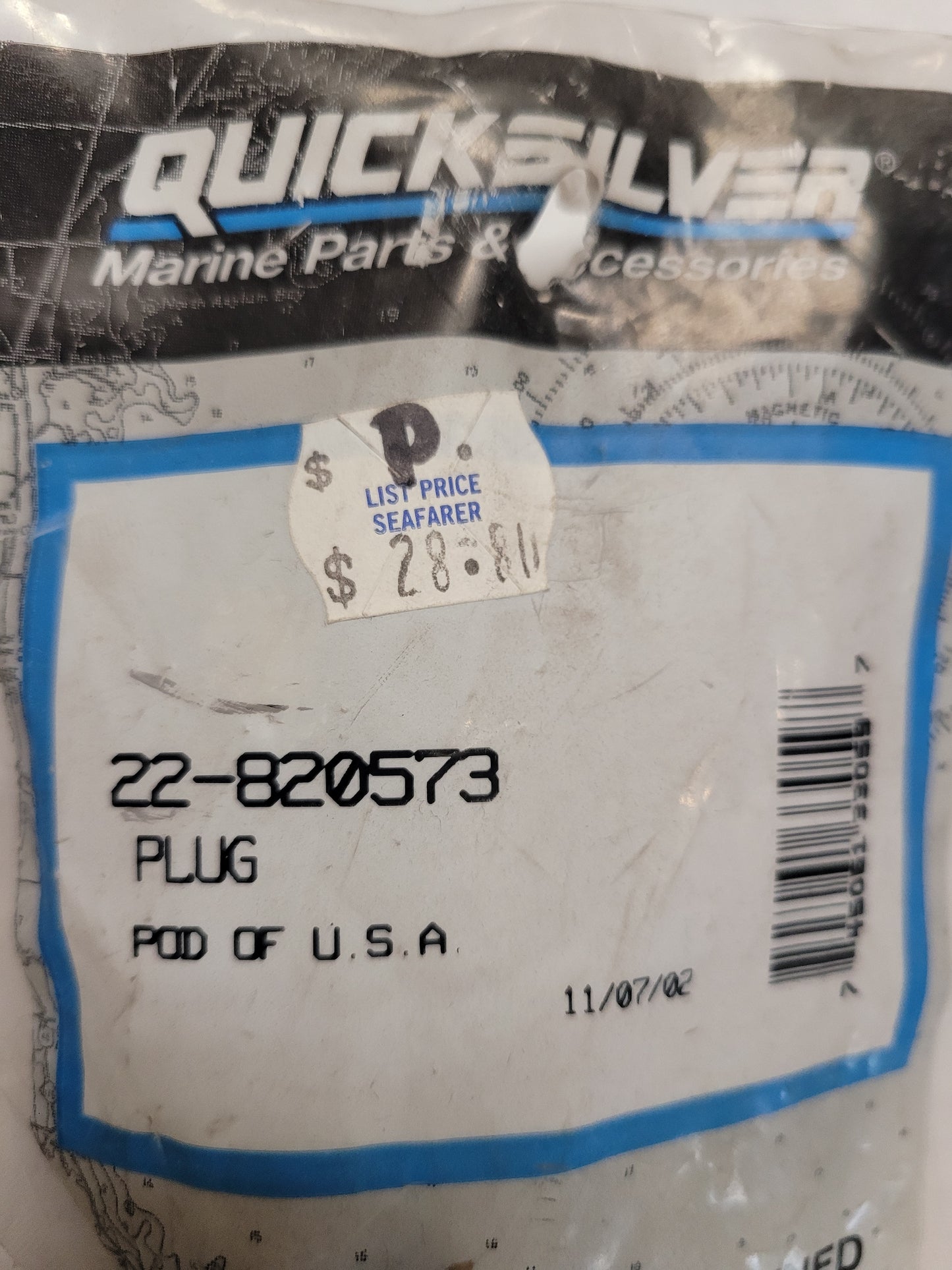 Plug, Flushing Kit Adapter, Sport Jet, Quicksilver 820573