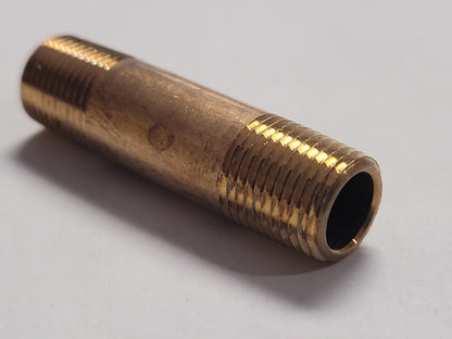 3/8"mip X 2"Red Brass Pipe Nipple, 40042