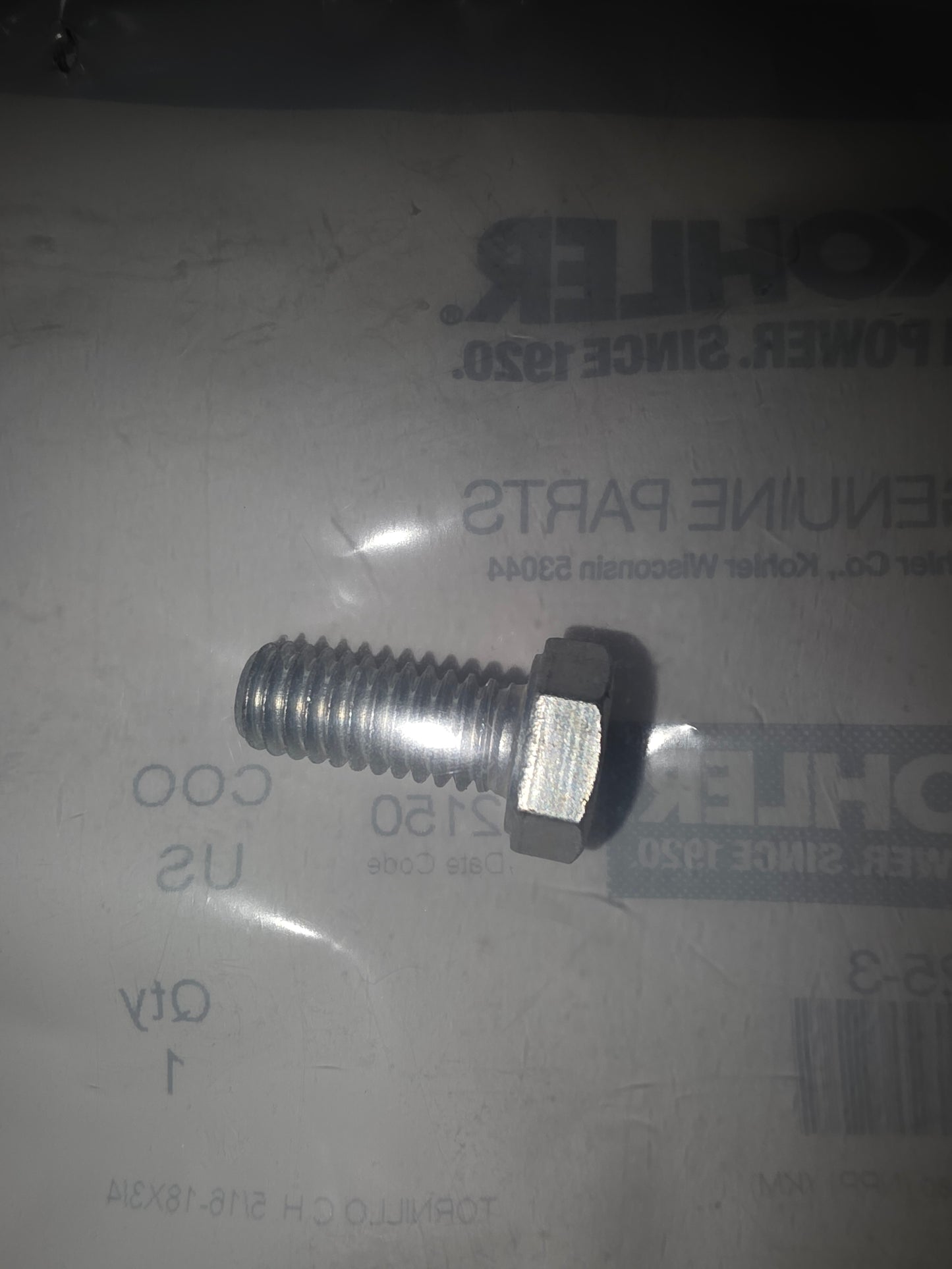 Kohler X-125-3 OEM Hex Bolt