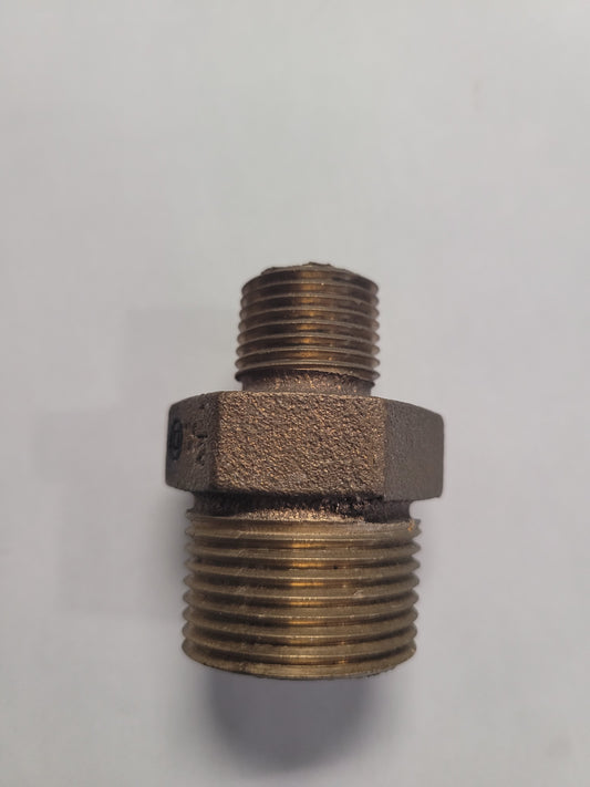 1" X 1/2" BRASS HEX NIPPLE