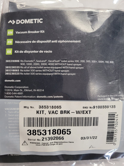 Dometic/Sealand | Vacuum Breaker Kit with Extension (500 series) | 385318065