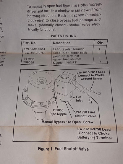 Kohler 241992 Solenoid valve kit (NOS/Closeout)