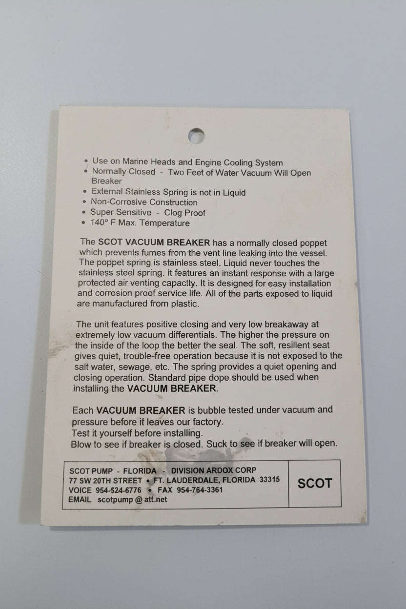 Vacuum Breaker, Scot Pump VB-18