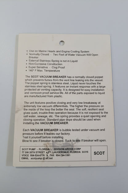 Vacuum Breaker, Scot Pump VB-18