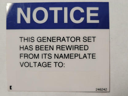 Decal, Voltage Change, Kohler 246242