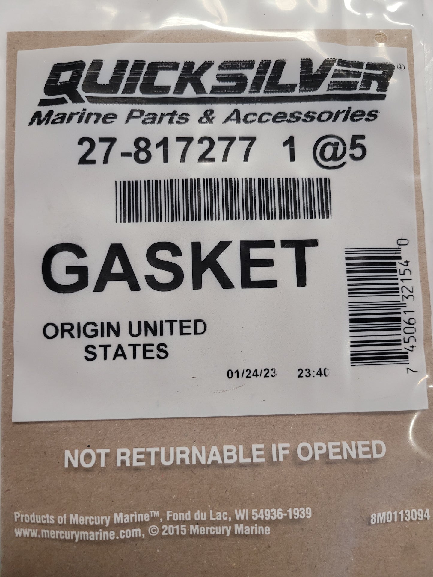 Water Pump Housing Gasket, Quicksilver 8172771