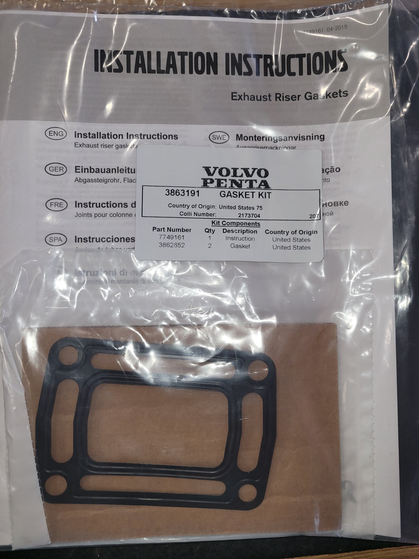Volvo Riser gasket kit OEM