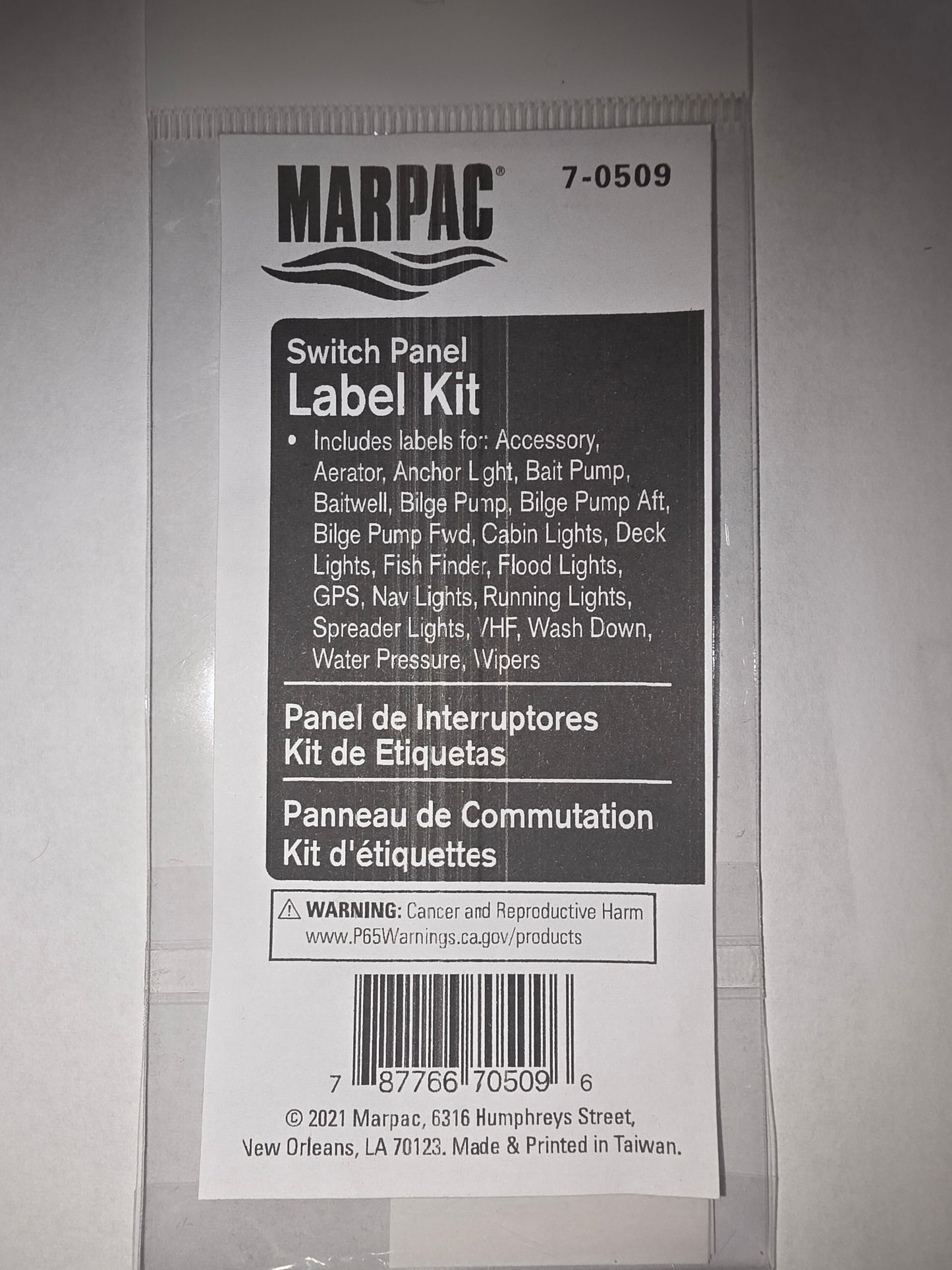 Marpac Label Kit For Switch Panel