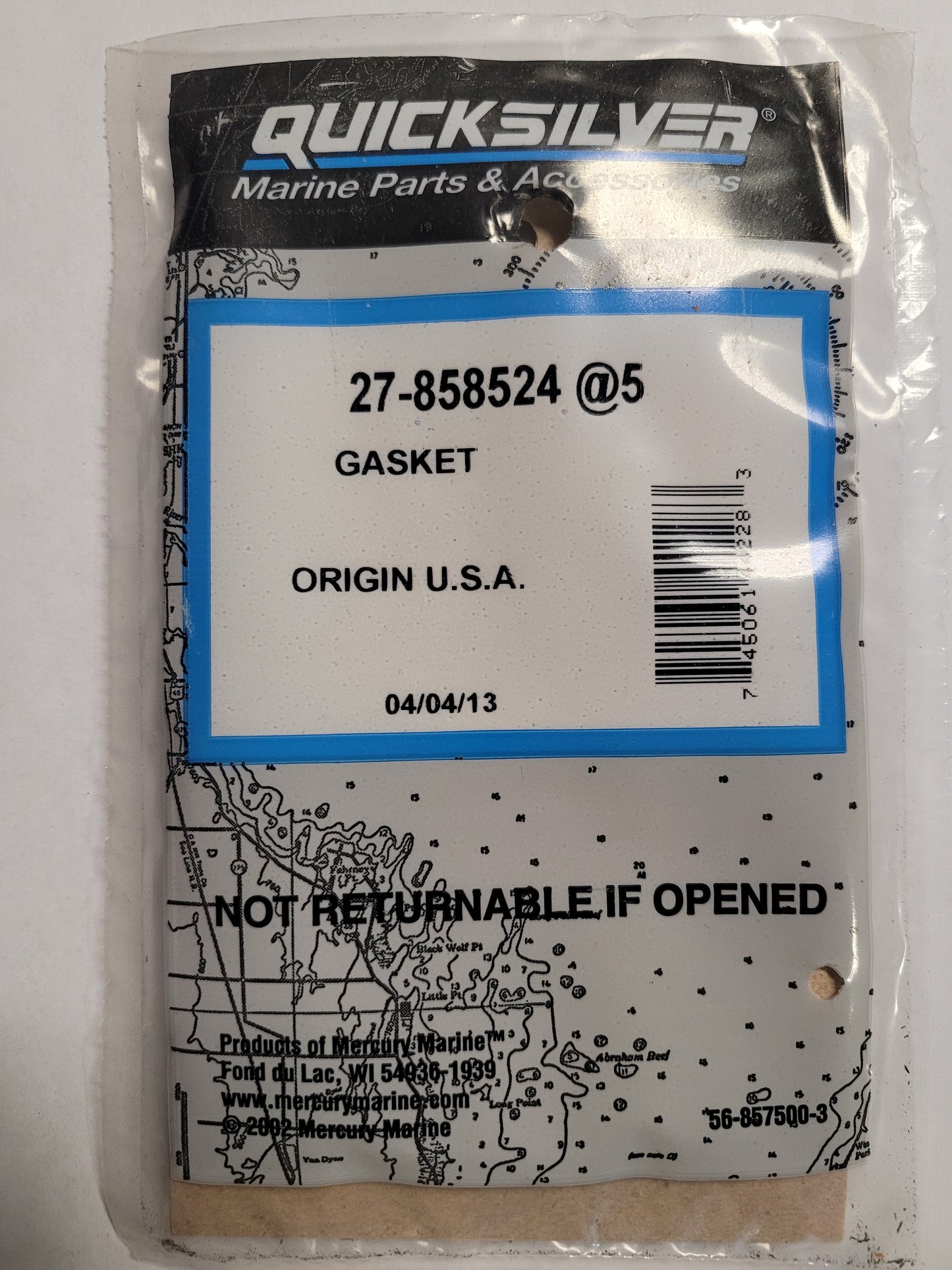 FACE PLATE GASKET, Quicksilver 858524