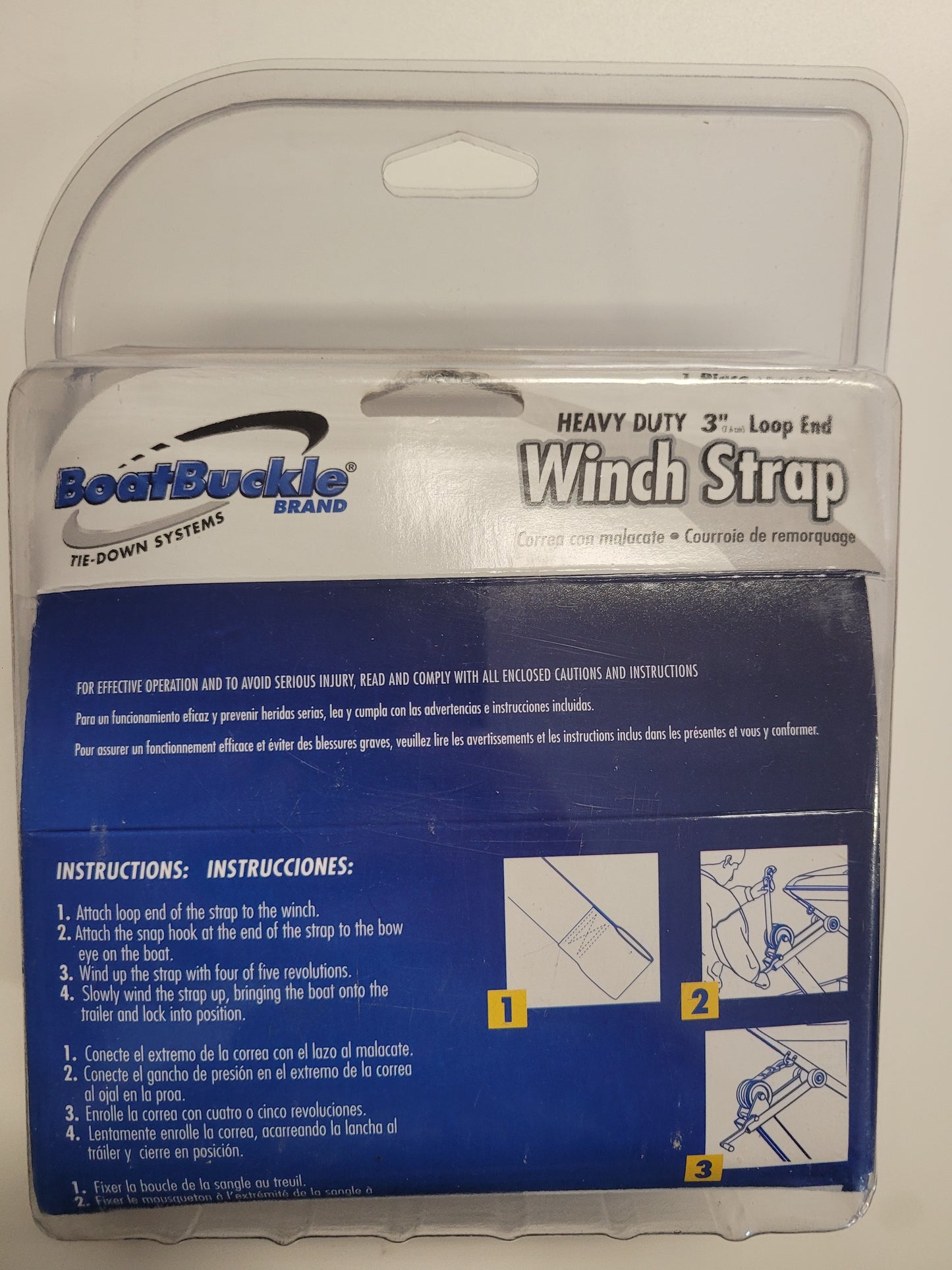 BoatBuckle Winch Strap w/ Loop End, 3"x25', Black.