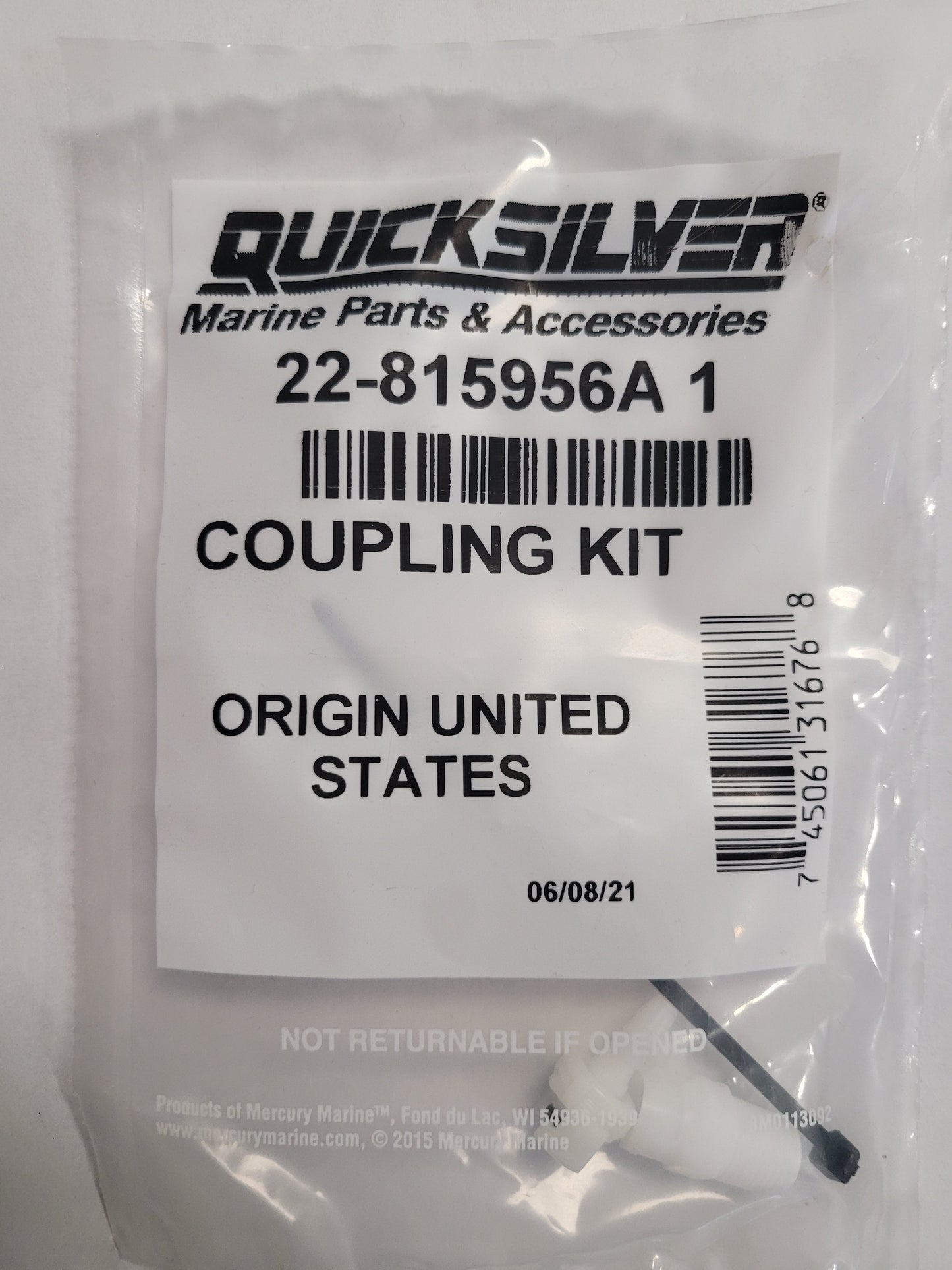 Fitting, Pitot Tube Coupling Kit, Quicksilver 815956A1