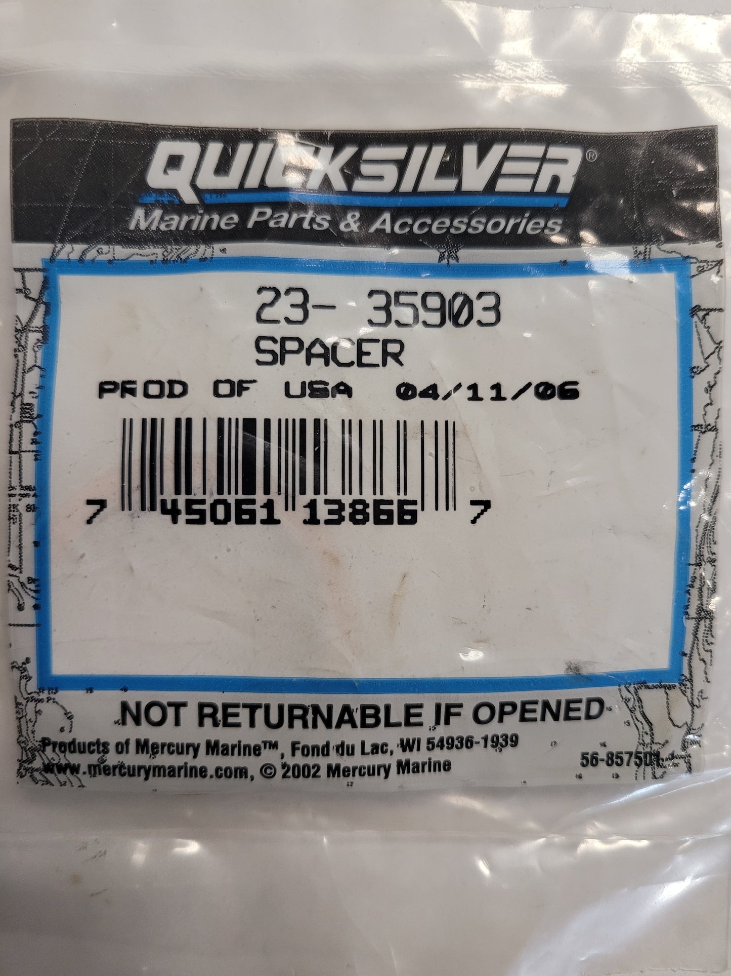 Spacer, Frt Mnt, Quicksilver 35903