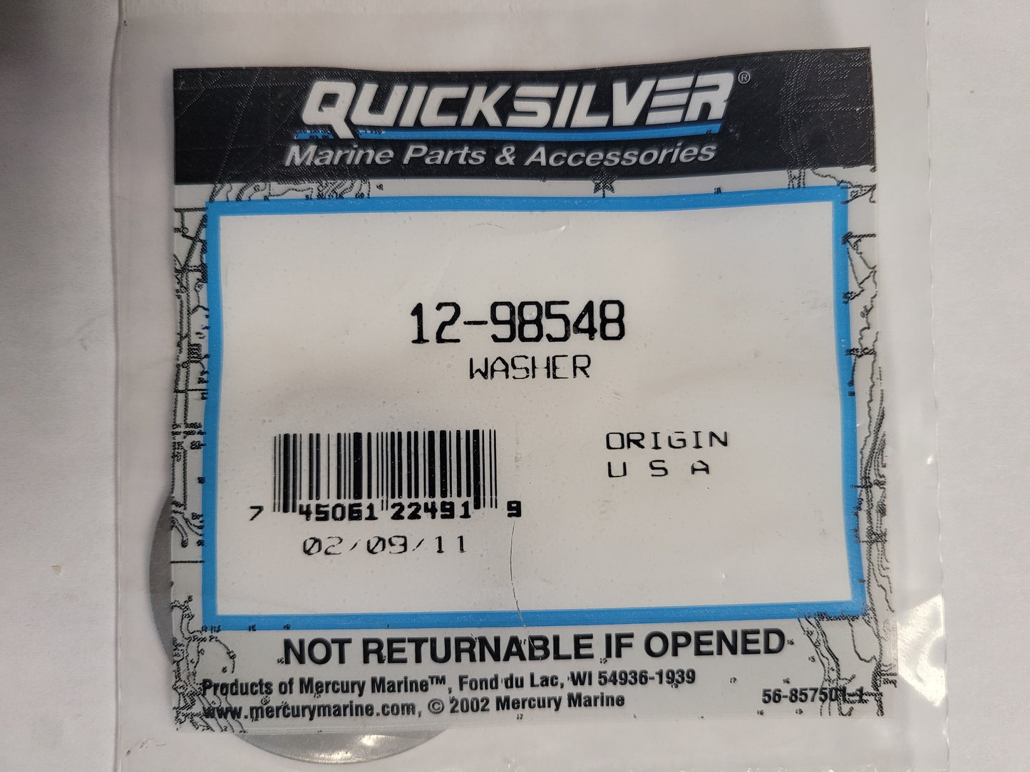 Washer, Lower, Steering Lever, Quicksilver 98548