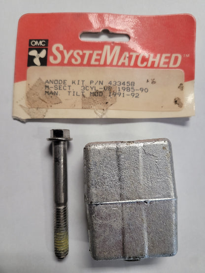 Anode Kit, OMC 433458, Port Stern Bracket (NOS)