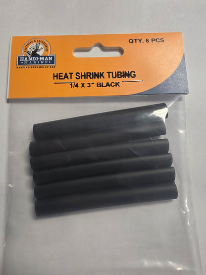 1/4" Black Heat Shrink 6 Pcs.