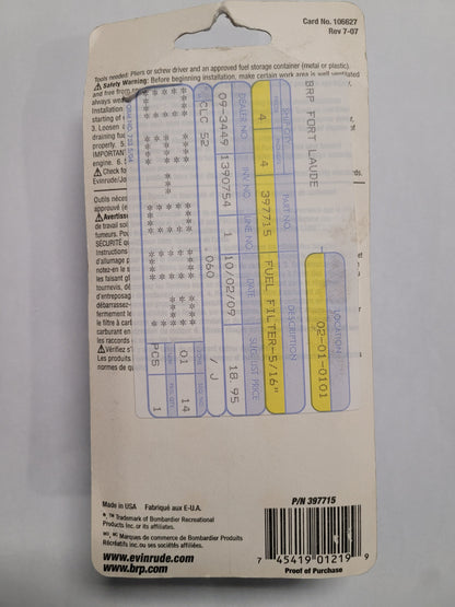Fuel filter, OMC 397715