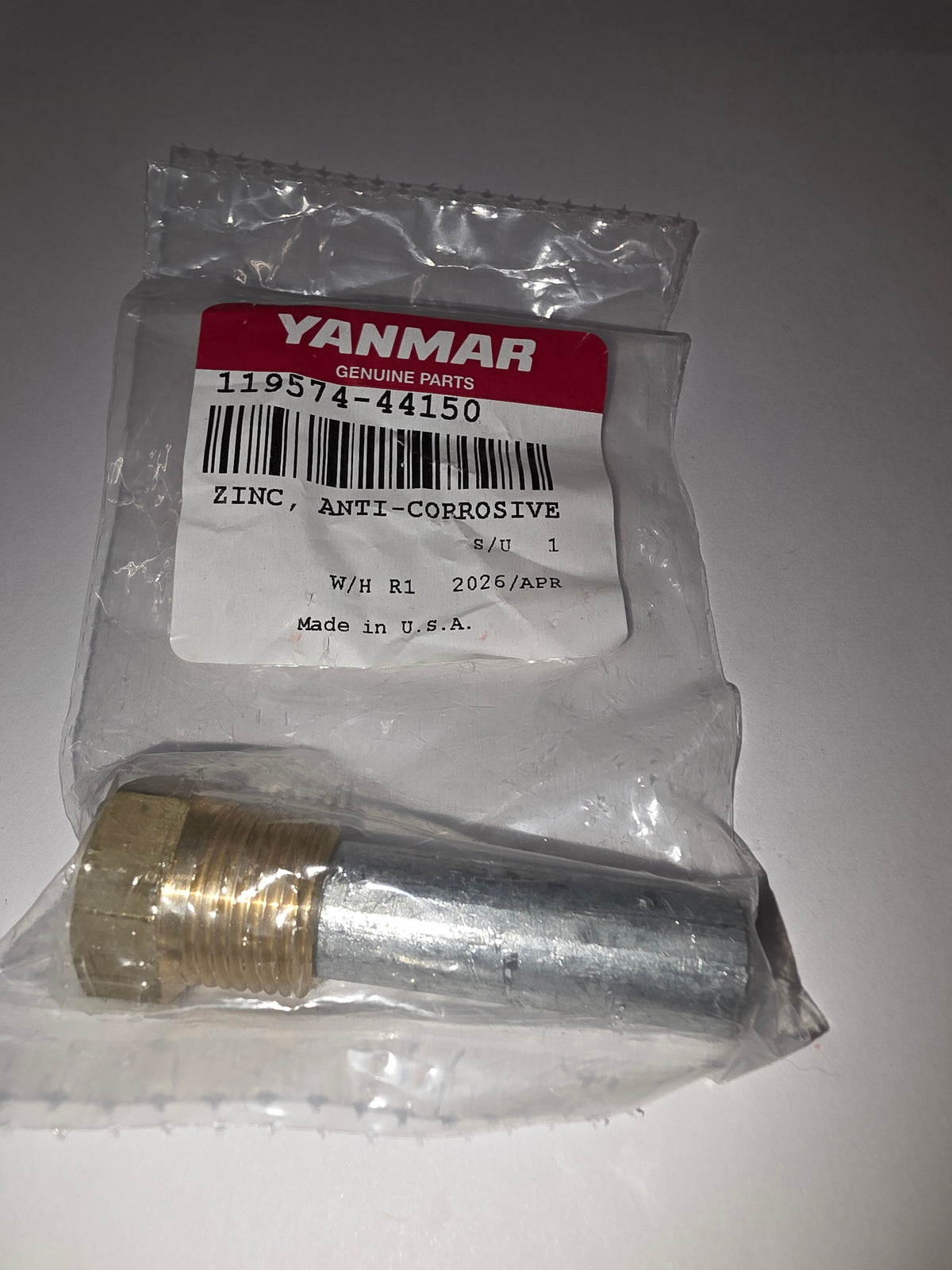 Yanmar OEM zinc anode 119574-44150 for marine Yanmar diesel engines