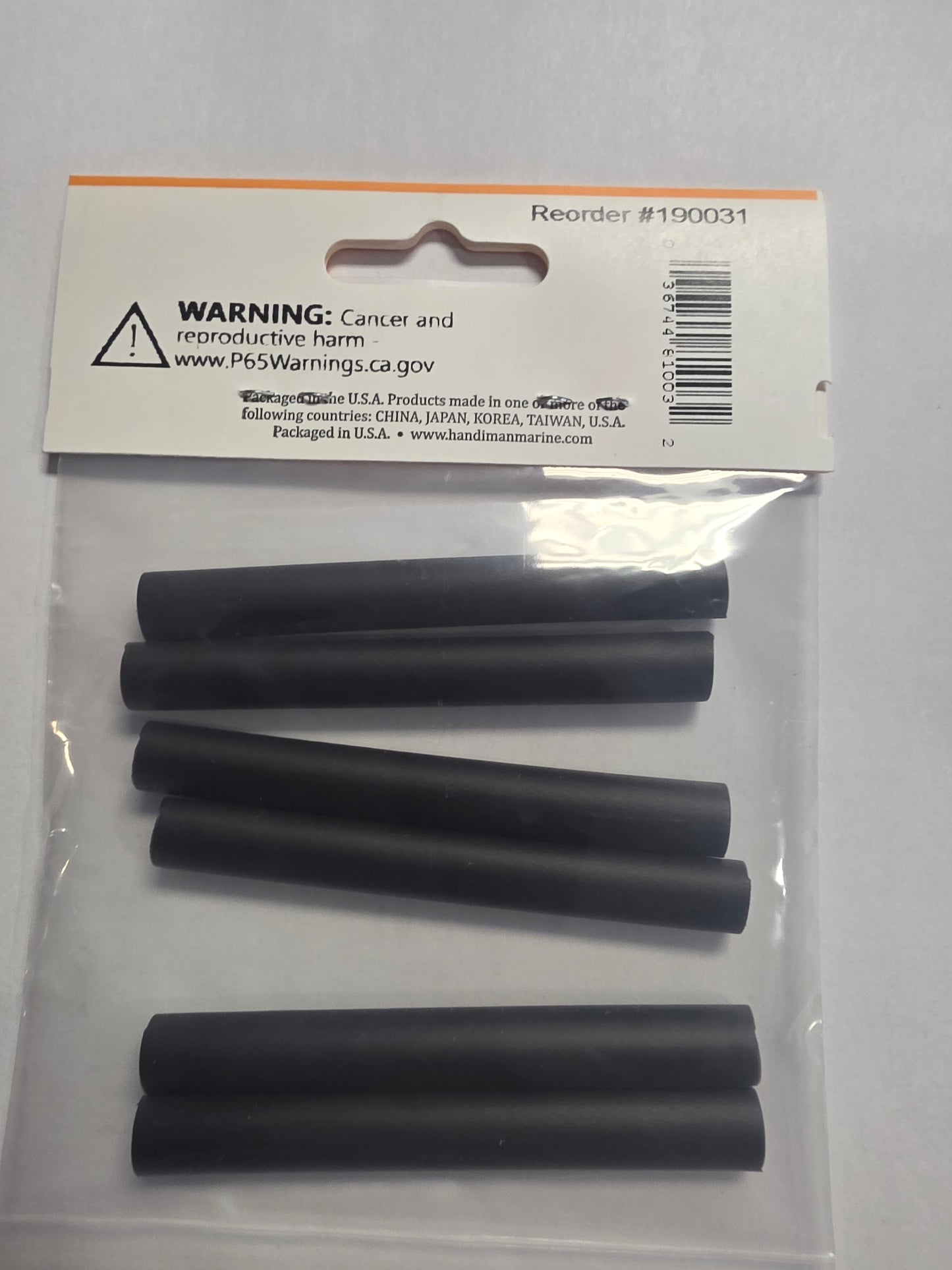 1/4" Black Heat Shrink 6 Pcs.